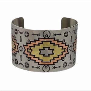 Tribal Pattern Metal Cuff Bracelet NEW